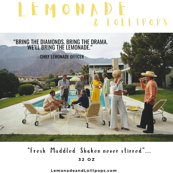 Poolside resort party with 32 oz Lemonade & Lollipops cups